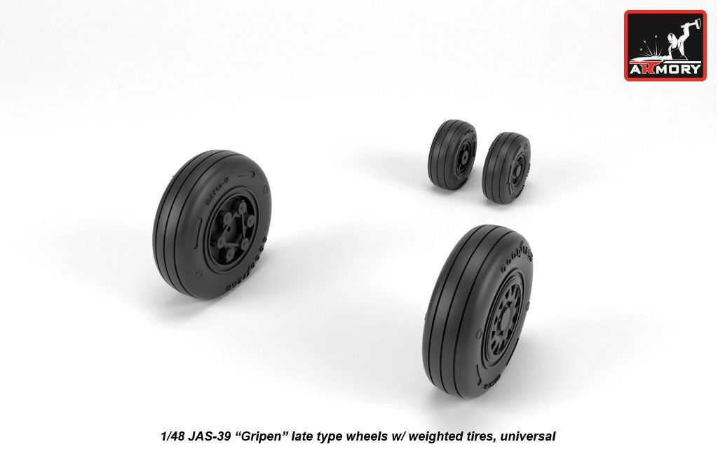 Armory ARAW48504 1:48 Saab JAS-39 Gripen Late Weighted Tyres for JAS-39D/E/F