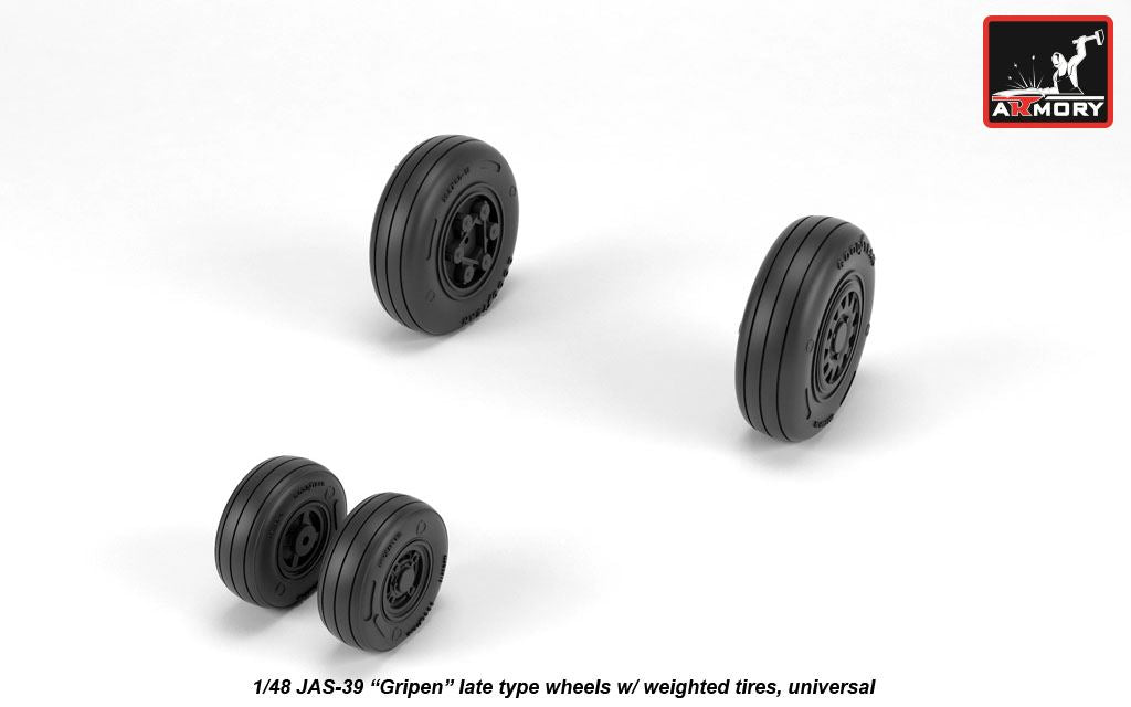 Armory ARAW48504 1:48 Saab JAS-39 Gripen Late Weighted Tyres for JAS-39D/E/F