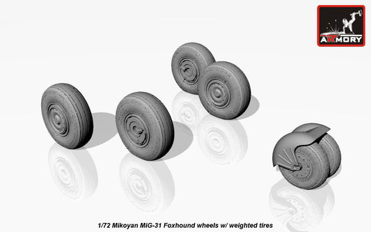 Armory ARAW72025 1:72 MiG-31 Foxhound Weighted Tyres & Front Mudguard