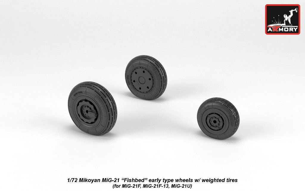 Armory ARAW72048 1:72 MiG-21 Fishbed Early Weighted Tyres for F/F-13/U