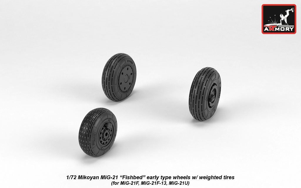 Armory ARAW72048 1:72 MiG-21 Fishbed Early Weighted Tyres for F/F-13/U