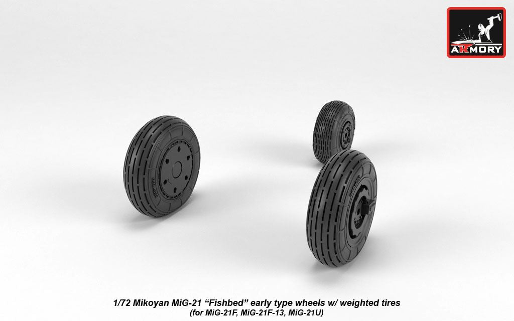 Armory ARAW72048 1:72 MiG-21 Fishbed Early Weighted Tyres for F/F-13/U