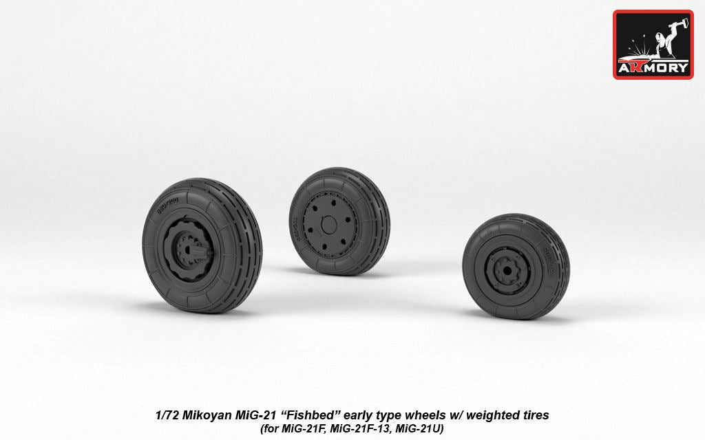 Armory ARAW72048 1:72 MiG-21 Fishbed Early Weighted Tyres for F/F-13/U