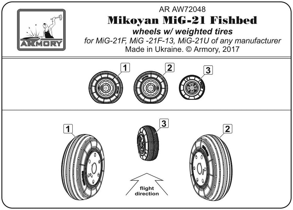 Armory ARAW72048 1:72 MiG-21 Fishbed Early Weighted Tyres for F/F-13/U
