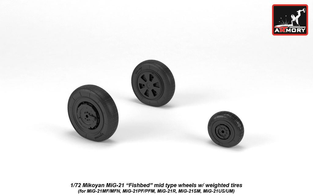 Armory ARAW72049 1:72 MiG-21 Fishbed Mid Weighted Tyres for MF/PFM/R/UM