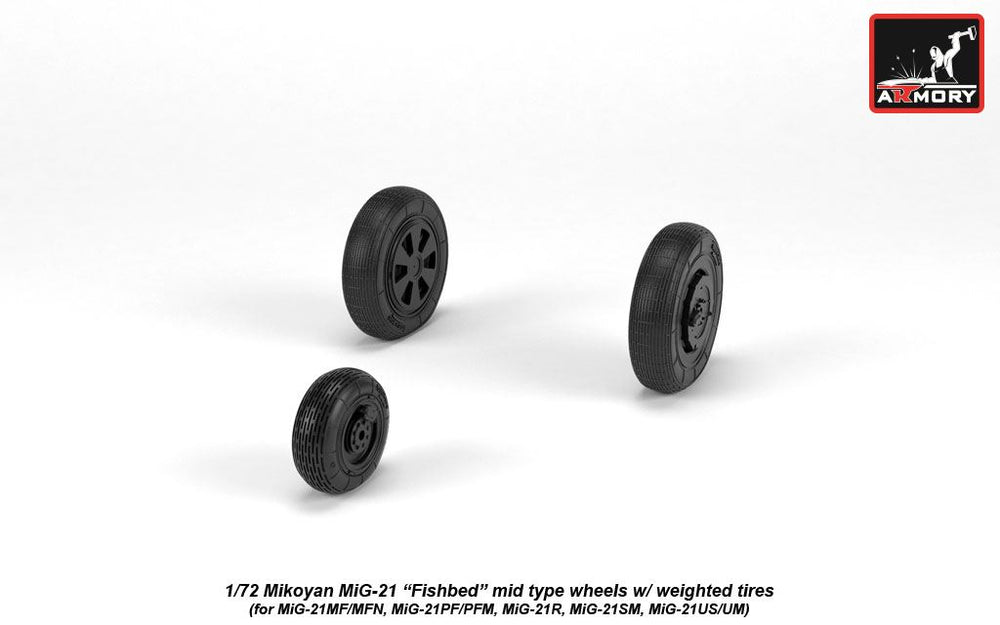 Armory ARAW72049 1:72 MiG-21 Fishbed Mid Weighted Tyres for MF/PFM/R/UM