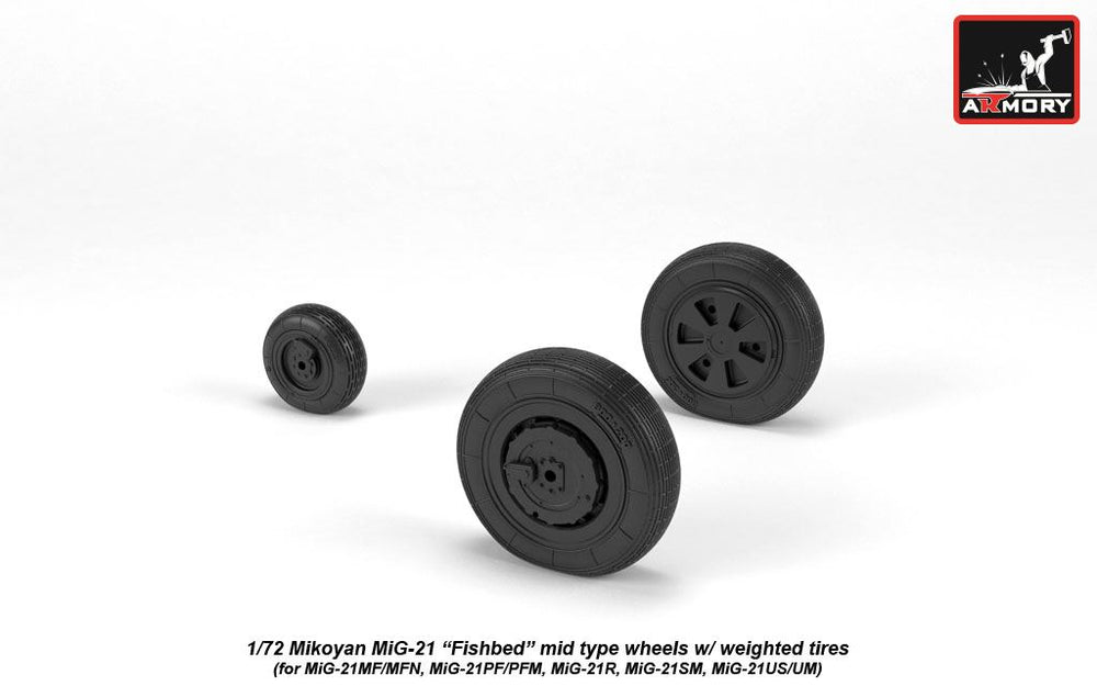 Armory ARAW72049 1:72 MiG-21 Fishbed Mid Weighted Tyres for MF/PFM/R/UM