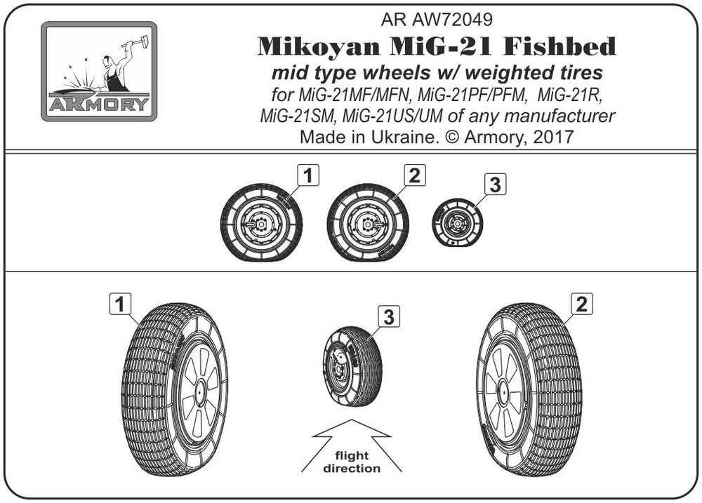 Armory ARAW72049 1:72 MiG-21 Fishbed Mid Weighted Tyres for MF/PFM/R/UM