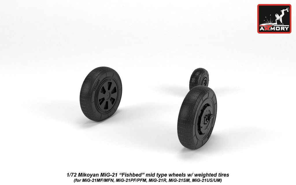 Armory ARAW72049 1:72 MiG-21 Fishbed Mid Weighted Tyres for MF/PFM/R/UM