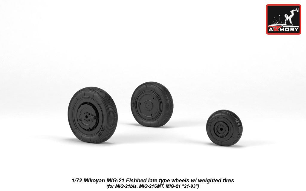 Armory ARAW72050 1:72 MiG-21 Fishbed Late Weighted Tyres for bis/SMT/21-93