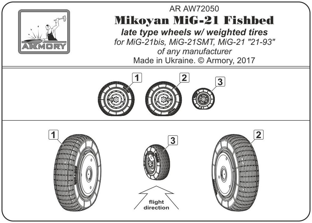 Armory ARAW72050 1:72 MiG-21 Fishbed Late Weighted Tyres for bis/SMT/21-93