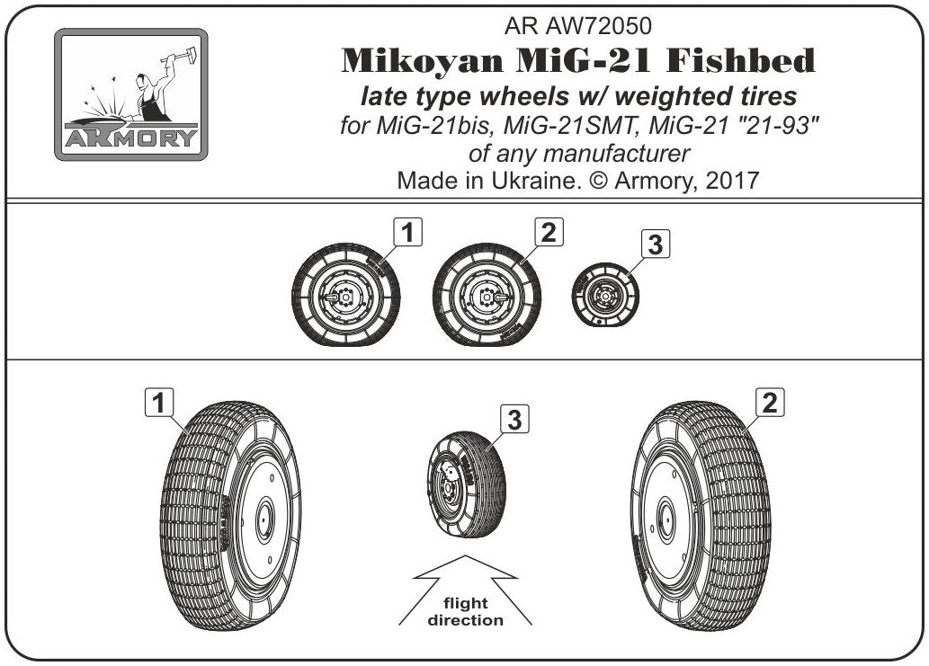 Armory ARAW72050 1:72 MiG-21 Fishbed Late Weighted Tyres for bis/SMT/21-93