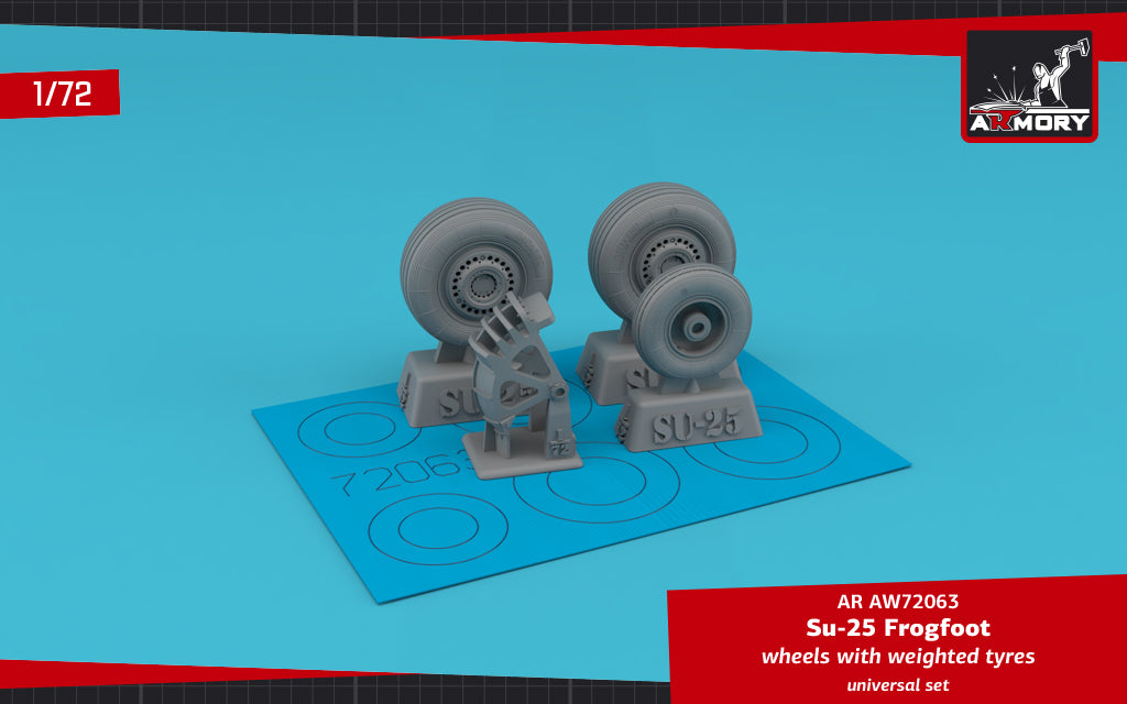 Armory ARAW72063 1:72 Sukhoi Su-25 Frogfoot wheels with Wtd tires & mudguard