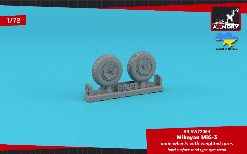 Armory ARAW72064 1:72 MiG-3 Hard Surface Road Pattern Weighted Tyres