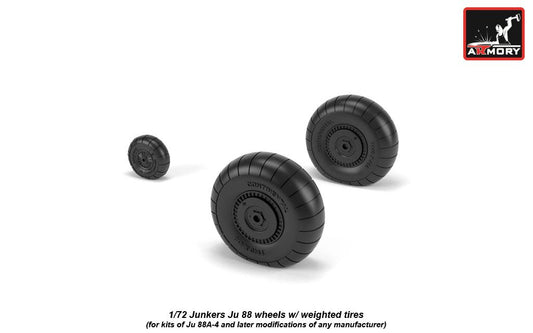 Armory ARAW72202 1:72 Junkers Ju-88 late wheels with weighted tires/tyres