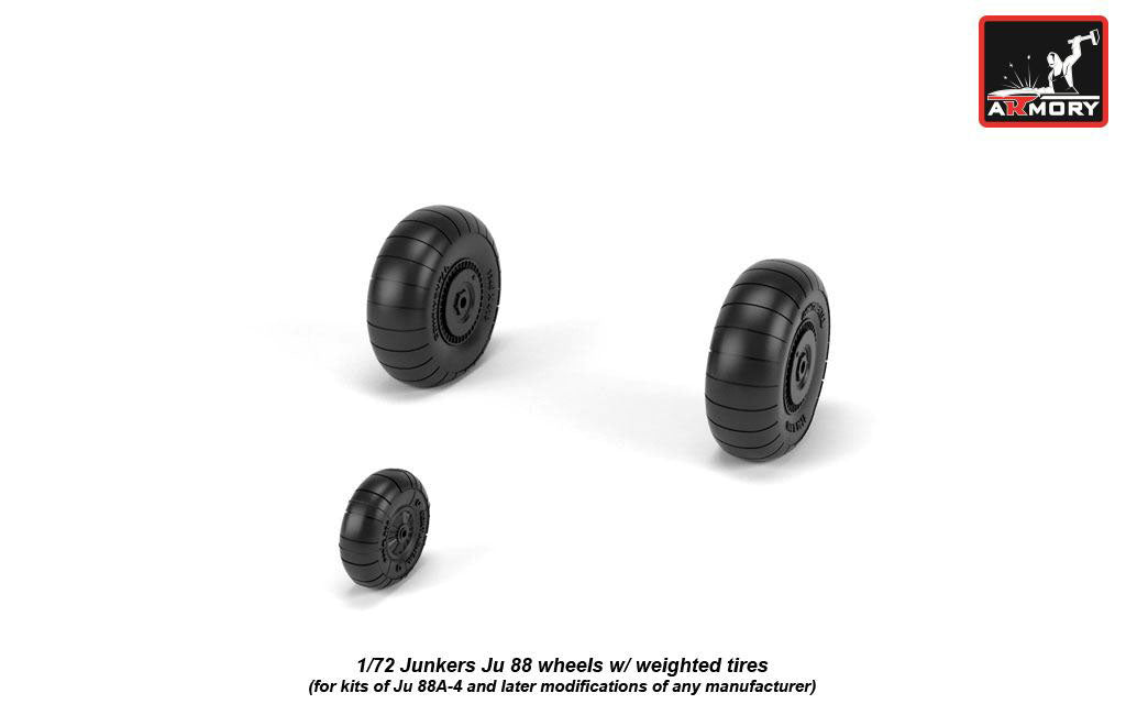 Armory ARAW72202 1:72 Junkers Ju-88 late wheels with weighted tires/tyres