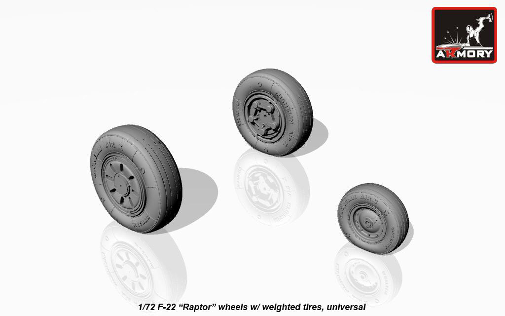 Armory ARAW72315 1:72 Lockheed-Martin F-22A Raptor weighted wheels