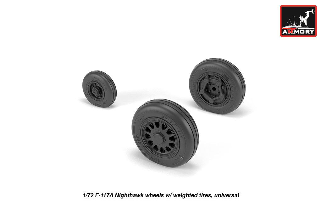 Armory ARAW72325 1:72 Lockheed F-117A Nighthawk wheels with weighted tires