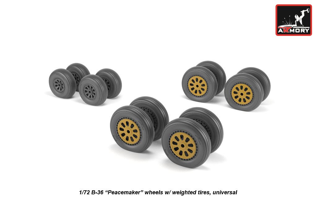Armory ARAW72327 1:72 Convair B-36 Peacemaker wheels with weighted tires/tyres
