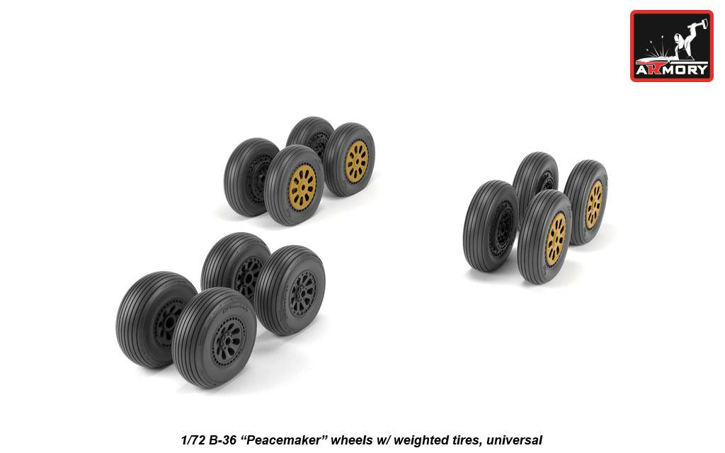 Armory ARAW72327 1:72 Convair B-36 Peacemaker wheels with weighted tires/tyres
