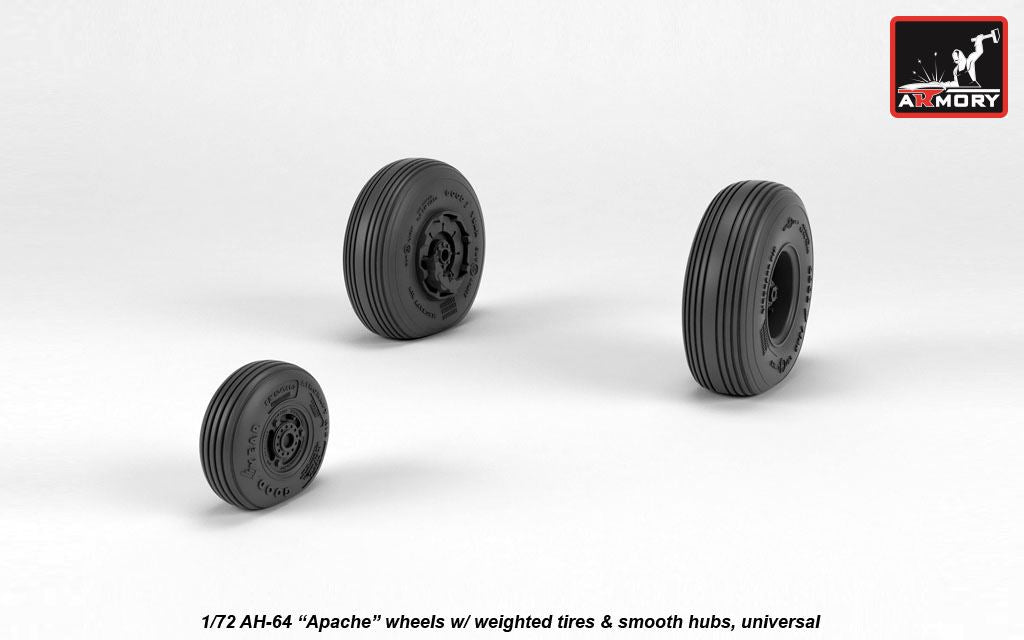 Armory ARAW72335 1:72 AH-64 Apache Smooth Hubs Weighted Tyres
