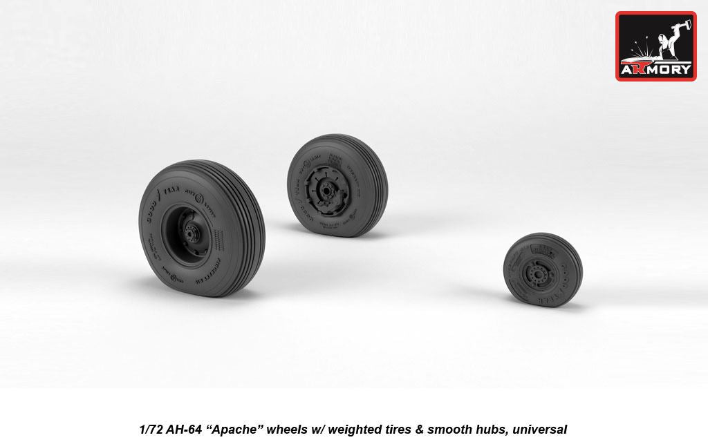 Armory ARAW72335 1:72 AH-64 Apache Smooth Hubs Weighted Tyres