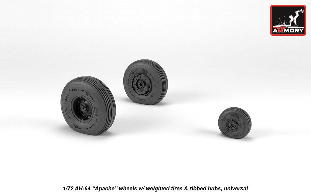 Armory ARAW72336 1:72 AH-64 Apache Spoked Hubs Weighted Tyres