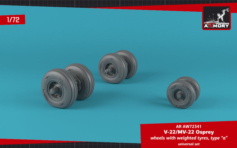 Armory ARAW72341 1:72 Bell-Boeing OV-22 Osprey wheels with Wtd tires type "A"