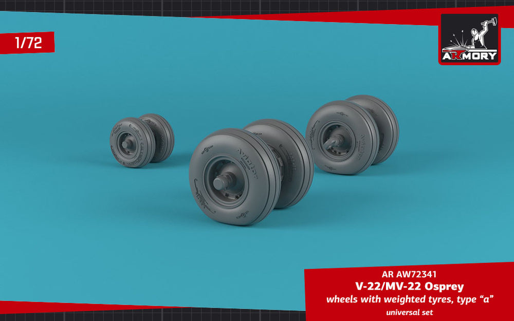 Armory ARAW72341 1:72 Bell-Boeing OV-22 Osprey wheels with Wtd tires type "A"