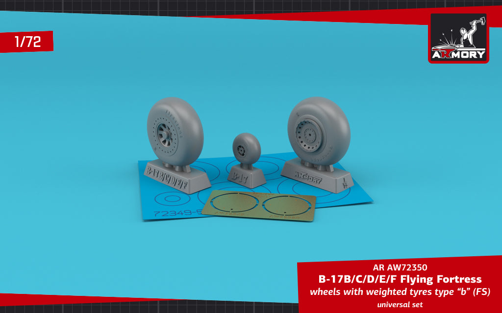 Armory ARAW72350 1:72 Boeing B-17B-F Flying Fortress Weighted Tyres Type B