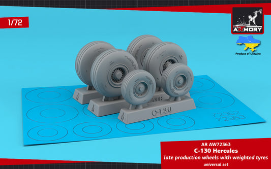 Armory ARAW72363 1:72 Lockheed C-130 Hercules wheels with Wtd tyres, late type