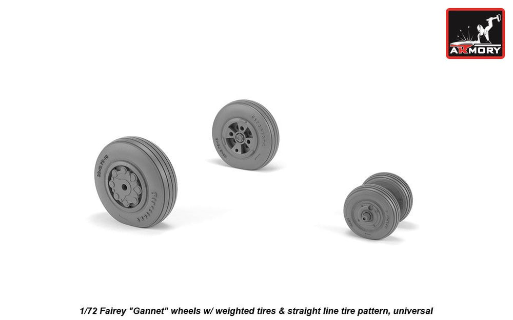 Armory ARAW72412 1:72 Fairey Gannet Early Straight Pattern Weighted Tyres