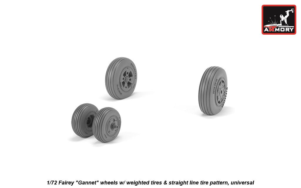 Armory ARAW72412 1:72 Fairey Gannet Early Straight Pattern Weighted Tyres