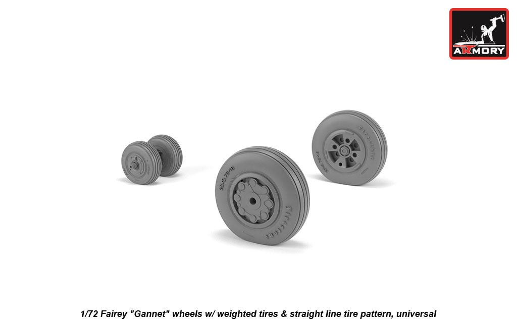 Armory ARAW72412 1:72 Fairey Gannet Early Straight Pattern Weighted Tyres
