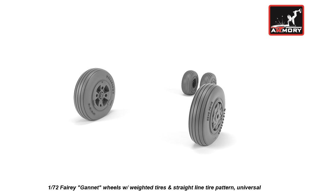 Armory ARAW72412 1:72 Fairey Gannet Early Straight Pattern Weighted Tyres