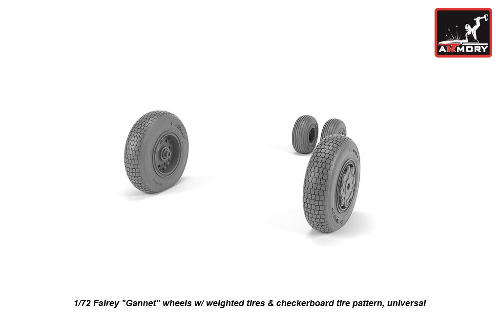 Armory ARAW72413 1:72 Fairey Gannet Late Checkerboard Weighted Tyres