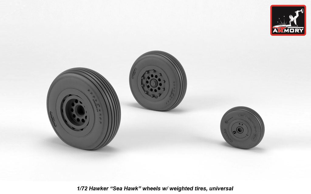 Armory ARAW72417 1:72 Hawker Sea Hawk wheels with weighted tires/tyres