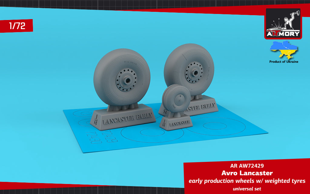 Armory ARAW72429 1:72 Avro Lancaster wheels early type with weighted tyres