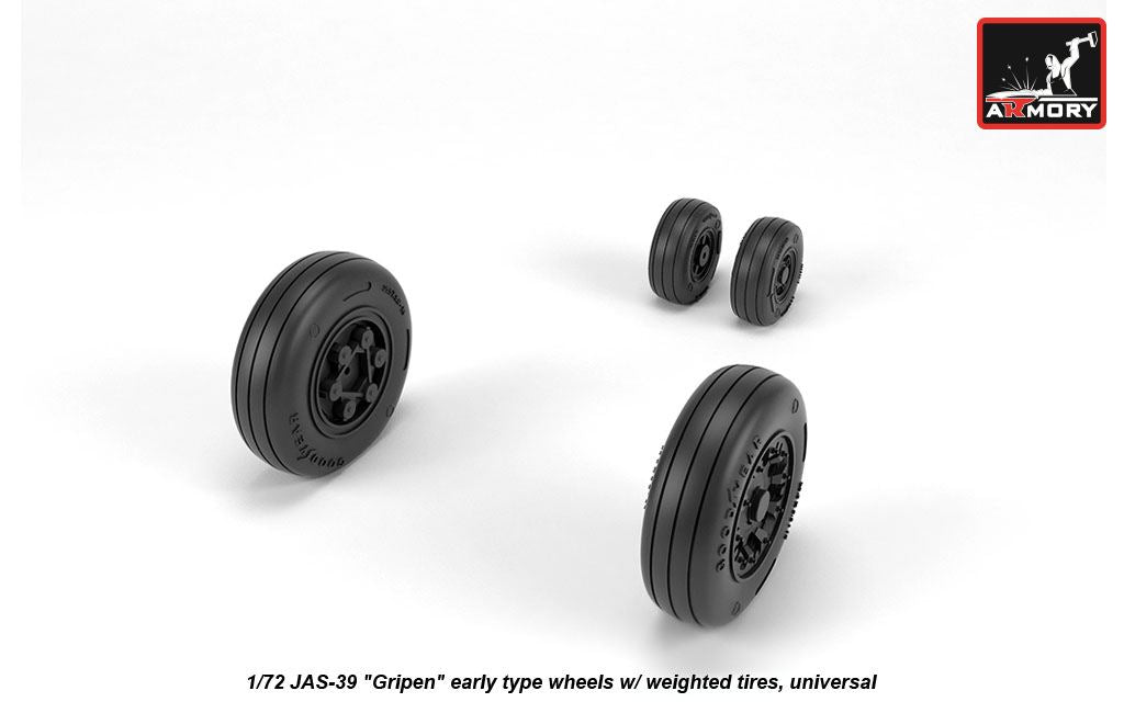 Armory ARAW72503 1:72 Saab JAS-39 Gripen wheels with weighted tires/tyres, early
