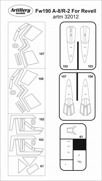 Artillery ARTM32012 1:32 Focke-Wulf Fw-190A-8 /R2 Sturmbock canopy mask