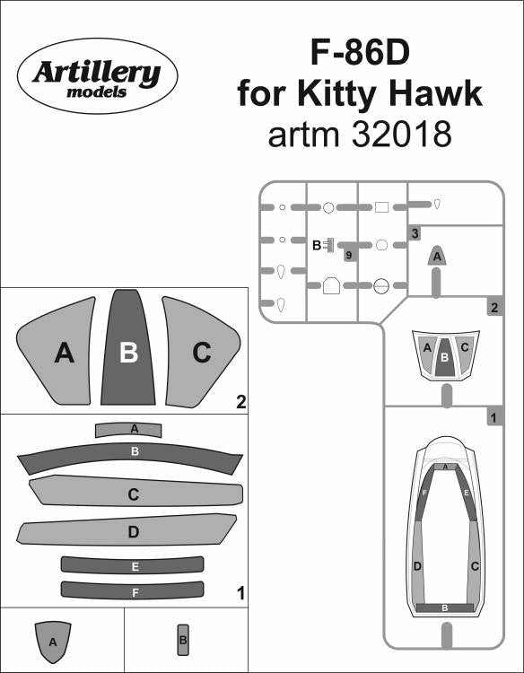 Artillery ARTM32018 1:32 F-86D Sabre Dog Canopy Frame Masks