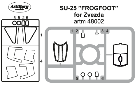Artillery ARTM48002 1:48 Sukhoi SU-25 Frogfoot canopy frame paint mask