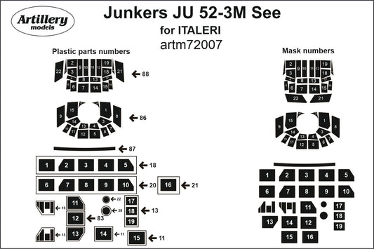 Artillery ARTM72007 1:72 Junkers Ju-52/3M See canopy frame paint mask