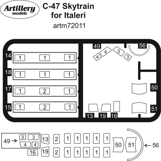 Artillery ARTM72011 1:72 Douglas C-47 Skytrain canopy frame paint mask