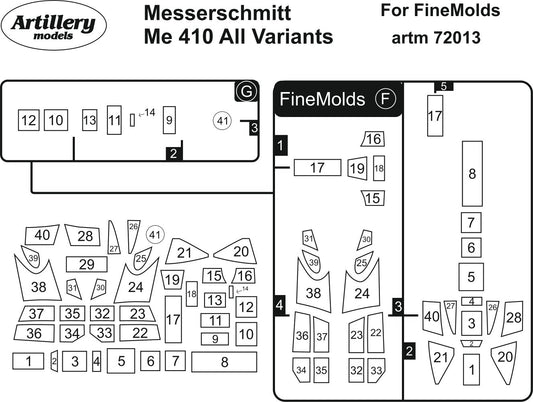 Artillery ARTM72013 1:72 Messerschmitt Me-410 all variants canopy mask