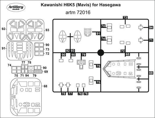 Artillery ARTM72016 1:72 Kawanishi H6K5 Mavis canopy frame paint mask