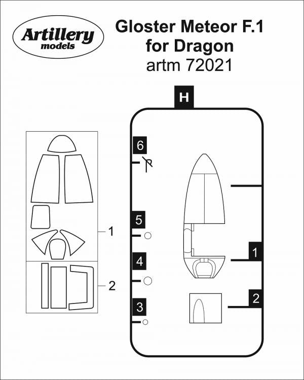 Artillery ARTM72021 1:72 Gloster Meteor F.1 canopy frame paint mask