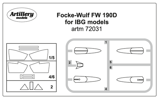 Artillery ARTM72031 1:72 Focke-Wulf Fw-190D-9 canopy frame paint mask