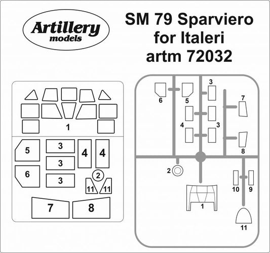 Artillery ARTM72032 1:72 Savoia-Marchetti SM.79 Sparviero canopy mask