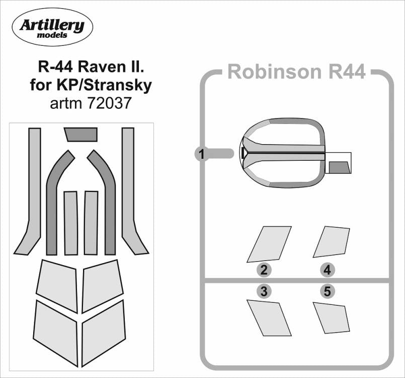 Artillery ARTM72037 1:72 Robinson R-44 Raven II canopy frame paint mask
